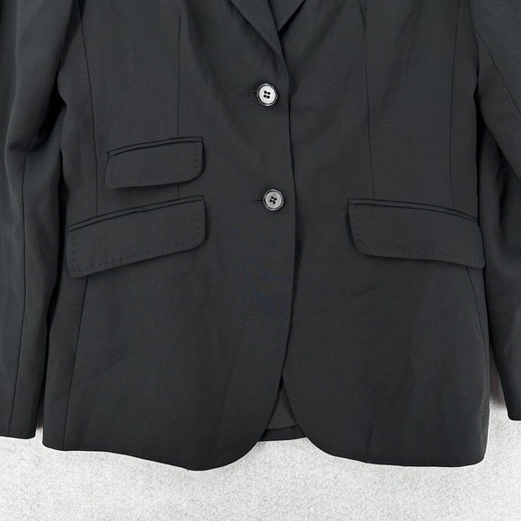 Talbots Blazer Jacket Womans 4 Black Suit Shoulder Pads 2 Button - Picture 4 of 13